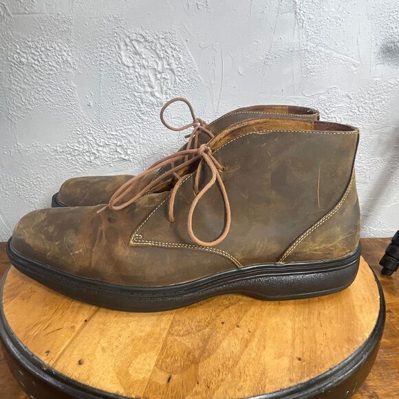 Dr Comfort Leather Chukka Boots Men 14M Brown Casual Lace Up Comfort Sole Preppy main image 11